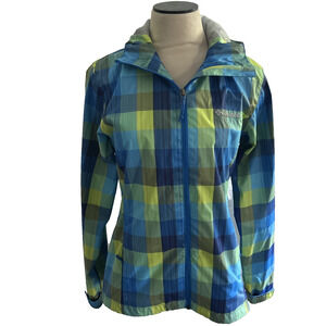 Columbia Women’s Small Silver Ridge Plaid Waterproof Omnitech Rain Wind Jacket S